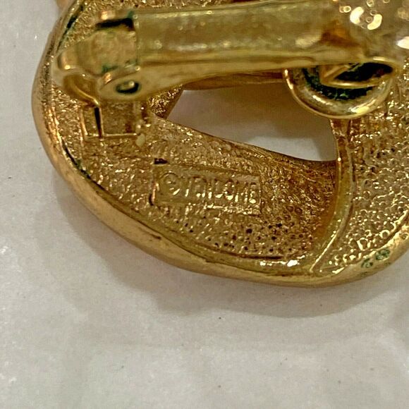 Vintage Vendome Clip On Earrings Gold Tone Infinity Ribbon Design Screw Backs - Picture 4 of 6